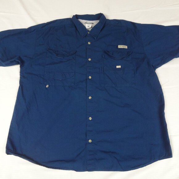 COLUMBIA SPORTWEAR PFG BUTTON UP BLUE VENTED FISHING ATHLETIC SHIRT XXL 2XL K818 - Picture 1 of 9